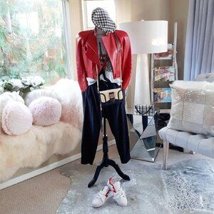 EUC Kyodan black elastic waist track pants with mesh leg detailing, L